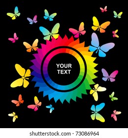 Abstract bright background with flower and butterflies