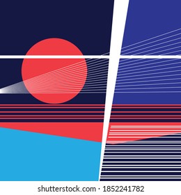 Resumen de fondo brillante con objetos geométricos. Ejemplo de diseño de geometría para un sitio web o anuncio de producto.