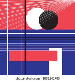 Abstract bright background with geometric objects. Example of a geometry design for a website or product ad.