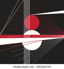 Abstract bright background with geometric objects. Example of a geometry design for a website or product ad.