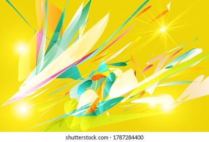 Abstract bright background with geometric shapes and light effects. Vector illustration