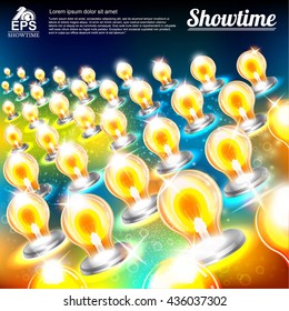 Abstract bright background with multicolored bulbs