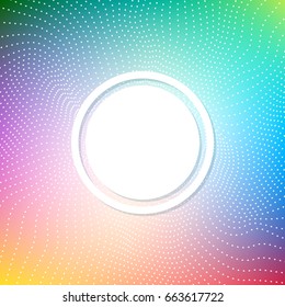 Abstract bright background with a pattern of white dots and dashes. Shades of the Rainbow.