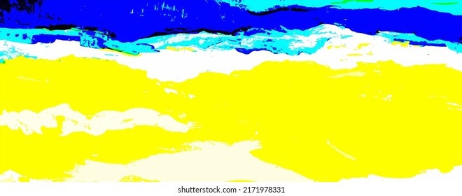 Abstract bright background with spots, undulating sea and sandy beach