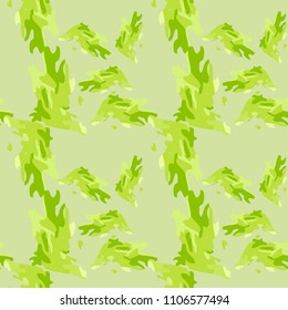 Abstract bright background as UFO camouflage in different shades of green. Seamless repeat pattern - forest spring or summer camo, wallpaper, backdrop or for print for textile or wrapping paper