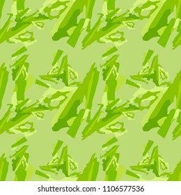 Abstract bright background as UFO camouflage in different shades of green. Seamless repeat pattern - forest spring or summer camo, wallpaper, backdrop or for print for textile or wrapping paper