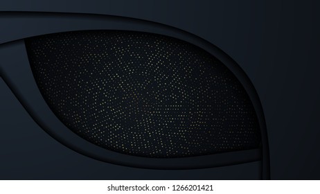 Abstract bright background with waves layers and 

halfton gold pattern. Realistic 3d cut paper effect. 

Vector illustration.