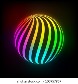 Abstract Bright ball icon on a dark background. Vector illustration. Eps10