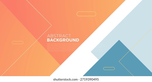Abstract bright banner background with overlap papercut square shapes pattern design. Blue and orange color element concept style. Eps10 vector
