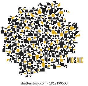 Abstract bright black and yellow mosaic vector background, artistic design element trendy modern style graphic, texture pattern beautiful digital art. 