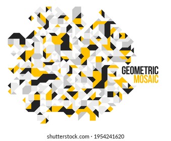 Abstract bright black and yellow mosaic vector background, artistic design element trendy modern style graphic, texture pattern beautiful digital art. 