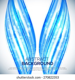Abstract bright blue background with lights and lines.