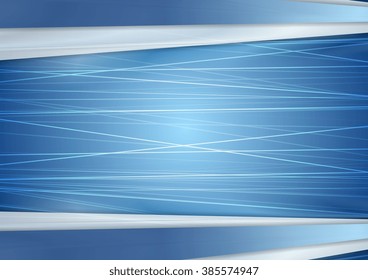 Abstract bright blue background with lines. Vector design