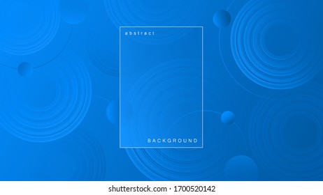 Abstract bright blue background with round shapes. Futuristic modern banner with circles vector illustration.