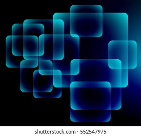 Abstract bright  blue background squares with rounded corners