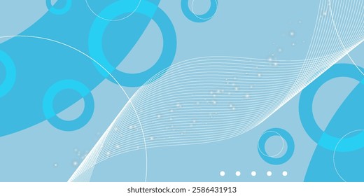 Abstract bright blue circles background with circle lines. Modern simple colorful geometric shape template design. Suit for website, poster, banner, presentation, brochure, cover, flyer. modern eps10