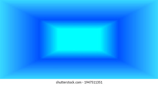 Abstract bright blue color backdrop room design. Illustration gradient background.
