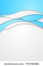 Abstract bright blue corporate wavy flyer design. Vector background