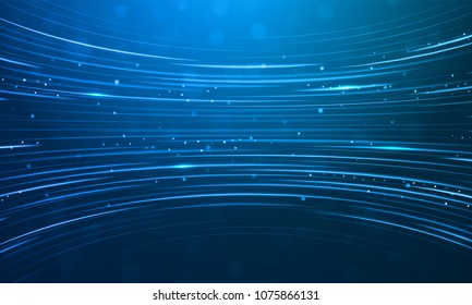 Abstract bright blue glitter lines background with glittery shine motion speed stripes