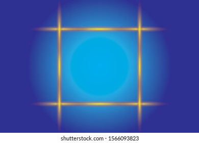 abstract bright blue gradient background with gold frame vector eps 10