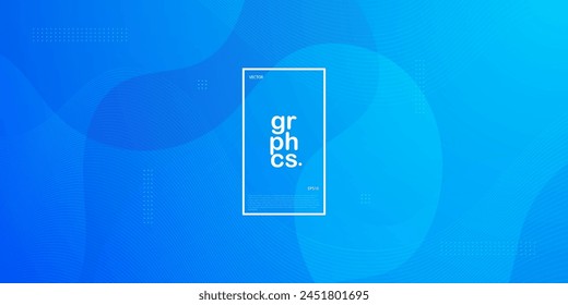 Abstract bright blue gradient illustration background with simple liquid and wave line pattern concept. Cool design. Eps10 vector