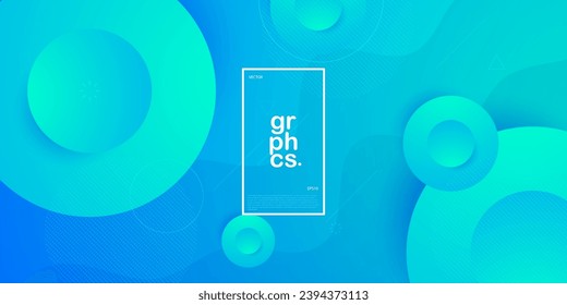 Abstract bright blue and green gradient illustration background with simple circle pattern. Cool design. Eps10 vector