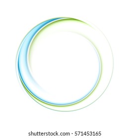 Abstract Bright Blue Green Iridescent Circle Logo. Vector Graphic Background