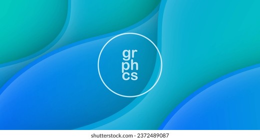 Abstract bright blue green wave 3d gradient illustration background simple pattern. Cool design. Eps10 vector