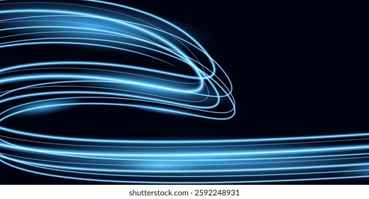 Abstract bright blue luminous high speed motion effect. Futuristic vector illustration eps10