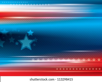 Abstract bright blue and red background with stars