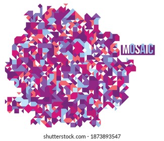 Abstract bright blue and red mosaic vector background, artistic design element trendy modern style graphic, texture pattern beautiful digital art. 
