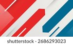 Abstract bright blue and red shapes pattern on white color background. Simple and trendy banner background concept. Eps10 vector