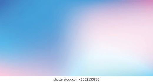 Abstract bright blue sky. Pastel rainbow. Light blue, pink and yellow vector flag. Pastel gradient sky pattern. Blurred feather colorful gradient background. Soft vector horizontal background