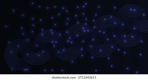 Partículas cintilantes azuis brilhantes. Decoração de fundo. Efeito de luz. Ilustração de vetor futurista   para banner, papel de parede, capa 

