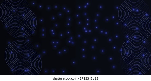 Abstractas partículas brillantes azules. Decoración de fondo. Efecto de luz. Ilustración vectorial futurista   Para el Anuncio, Fondo de pantalla, cubierta 
