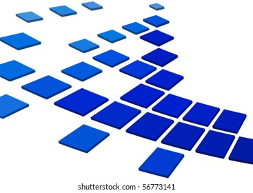 Abstract bright blue squares on white. Vector