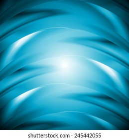 Abstract bright blue waves background. Vector design