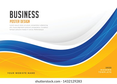 Abstract Bright Blue And Yellow Wave Business Banner