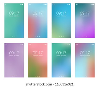 Abstract bright blur backgrounds for smartphone screen mobile wallpaper set. Vector illustration