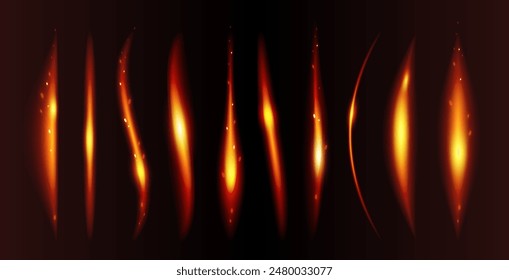 Abstract Bright Burning Elements to Create Vector Realistic Fire. Vector clipart for your fiery design.
