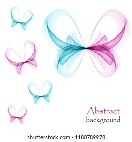 Abstract bright butterfly pink and blue on a white background