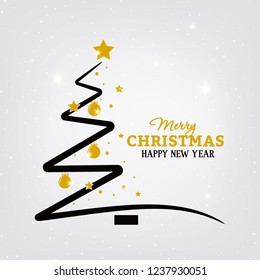 Abstract bright Christmas tree on white background.
