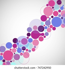 abstract bright circles and molecules on a light background.