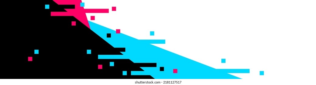 Abstract bright color background with glitch effect. Modern horizontal banner with empty space for text. Vector EPS 10