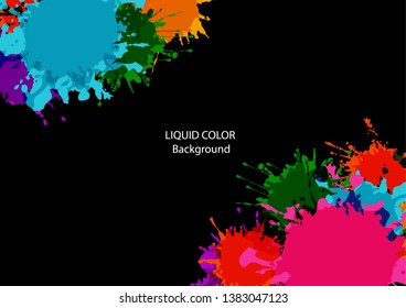 abstract bright and color with paint stains and splatter on a black background, vector illustration design