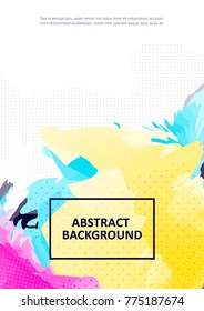 Abstract bright color painting background for flyer, placards . Poster template with watercolor paint splash. Colorful cover for book, booklet. Vector