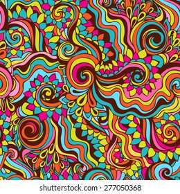 Abstract bright color seamless vector pattern. Endless background. Can be used for cards, invitations, fabrics, wallpapers, scrap-booking, ornamental template for design and decoration, etc