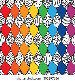 Abstract bright color seamless vector pattern. Endless doodle scale background. Can be used for cards, invitations, fabrics, wallpapers, scrap-booking, ornamental template for design and decoration. 
