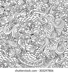Abstract bright color seamless vector pattern. Endless doodle background. Can be used for cards, invitations, fabrics, wallpapers, scrap-booking, ornamental template for design and decoration, etc