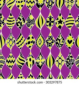 Abstract bright color seamless vector pattern. Endless doodle scale background. Can be used for cards, invitations, fabrics, wallpapers, scrap-booking, ornamental template for design and decoration. 